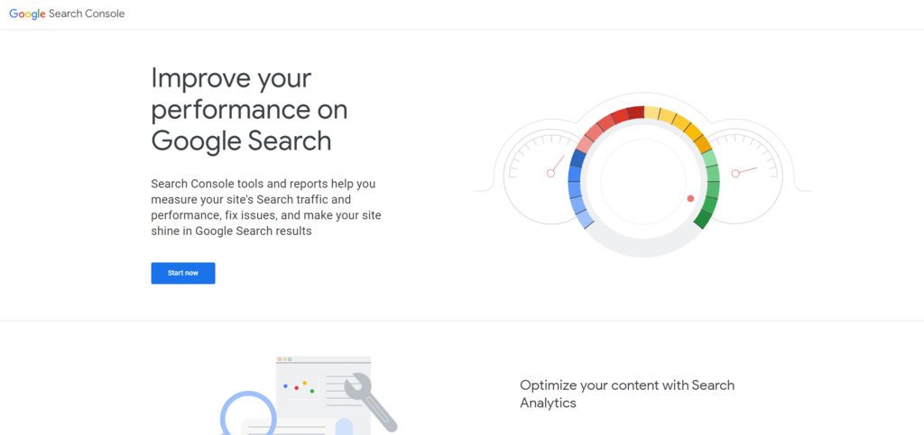Google Search Console's homepage.