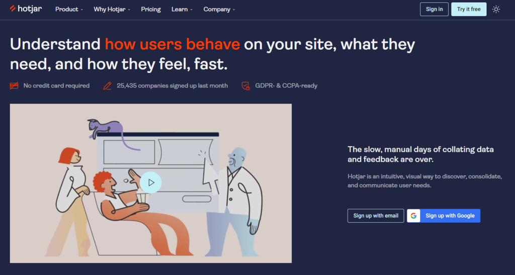 Hotjar's homepage.