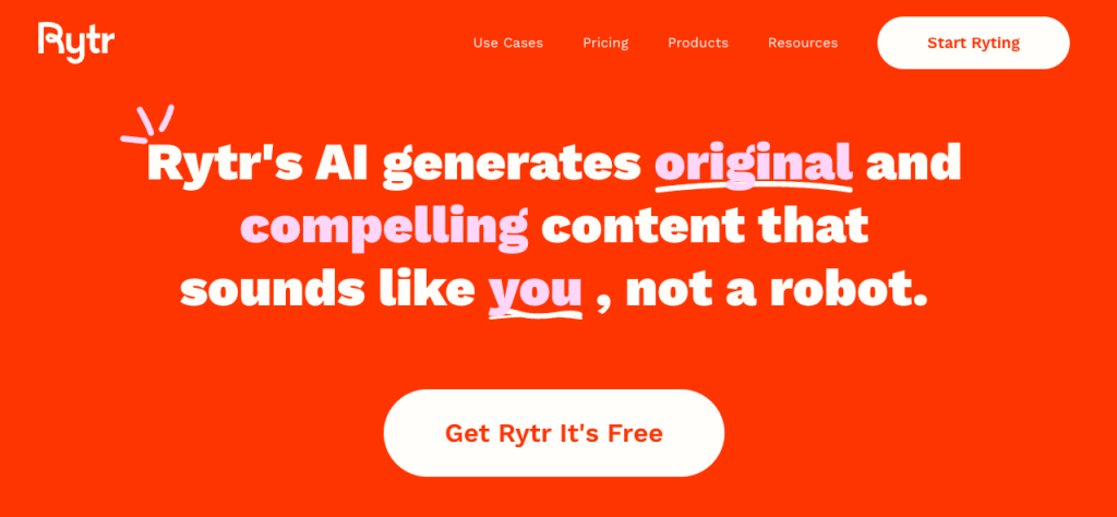 Rytr homepage